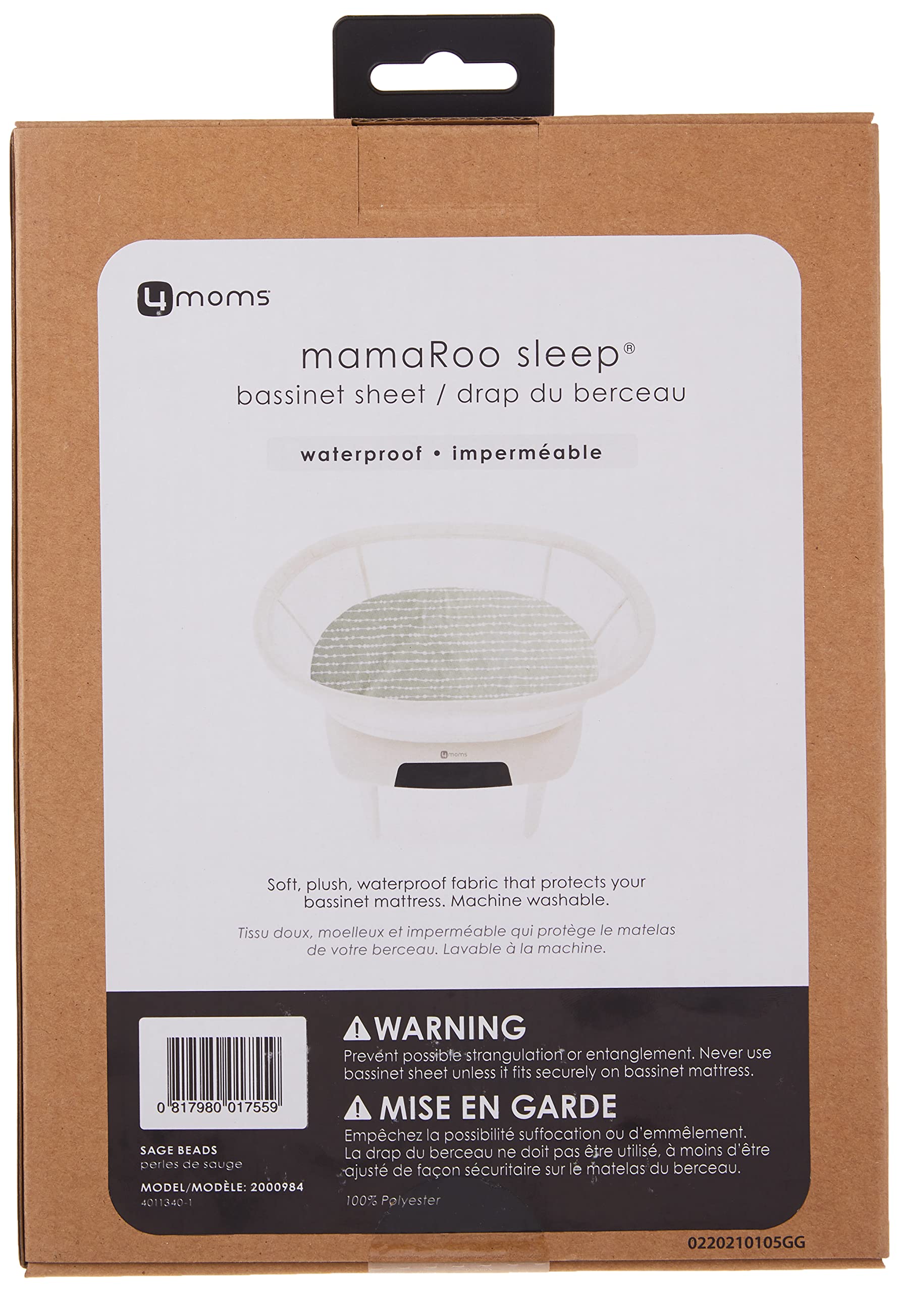 4moms mamaRoo Sleep Waterproof Bassinet Sheet - Beads, Sage - Image 7