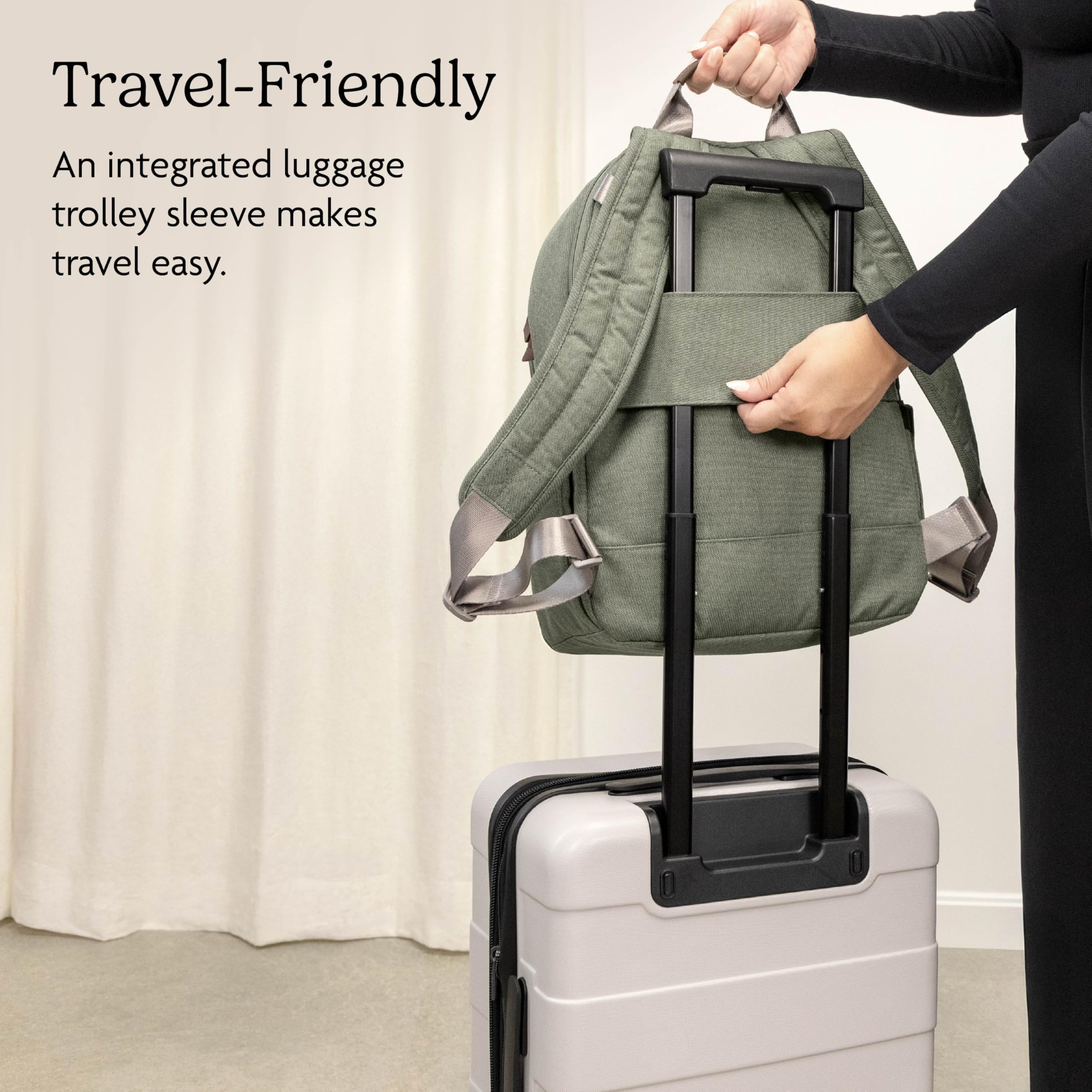 UPPAbaby Changing Backpack - Multiple Storage Compartments - Side Bottle + Laptop Pockets - Trolley Sleeve - Stroller Strap Attachment - Owen - Mocha Mélange | Chestnut Leather - Image 4