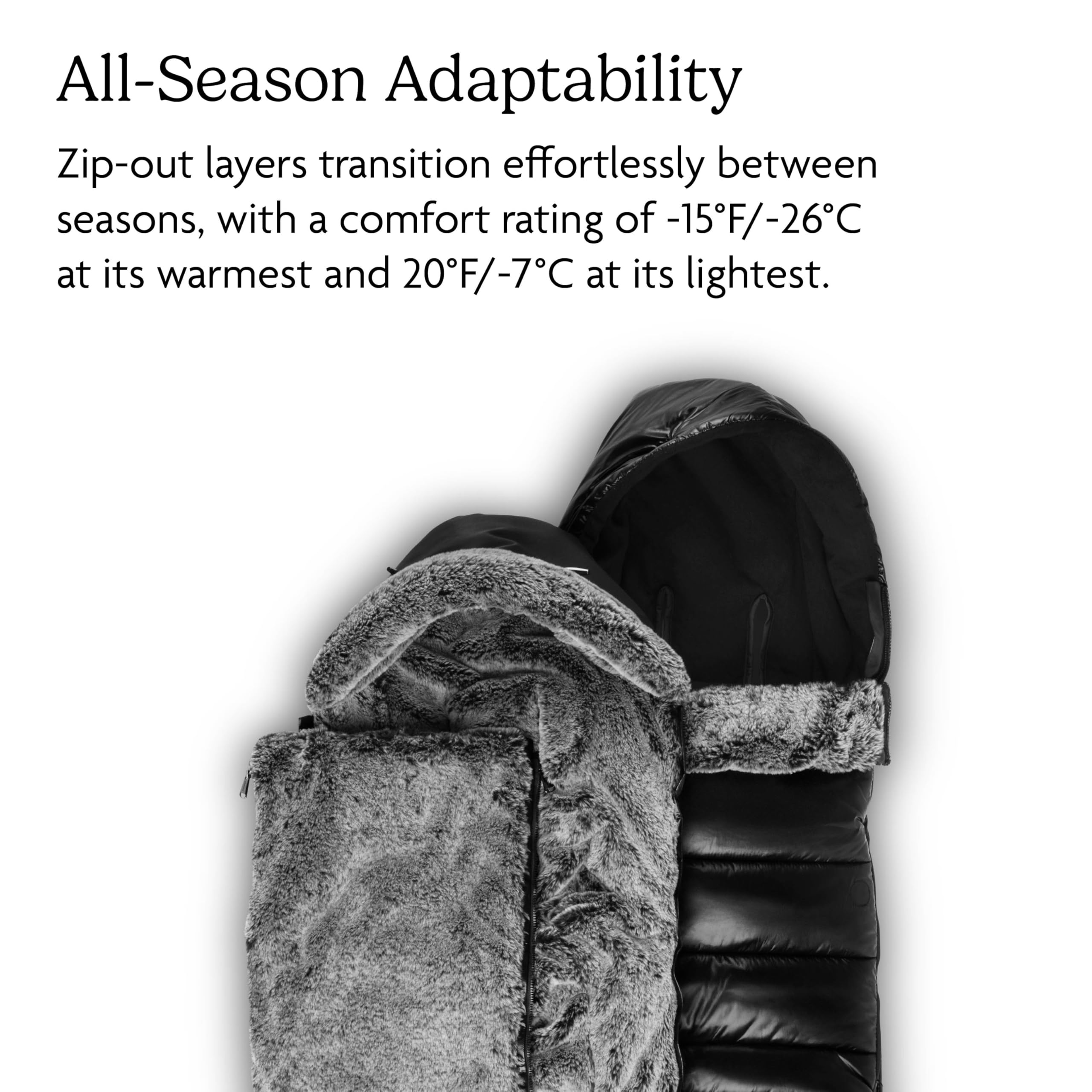 UPPAbaby CozyGanoosh Luxe 2-in-1 Footmuff - Fits Strollers + RumbleSeat – Ultra-Plush with Zip-Out Liner, All-Season Weatherproof Cover - Lyla (Onyx Nylon) - Image 5