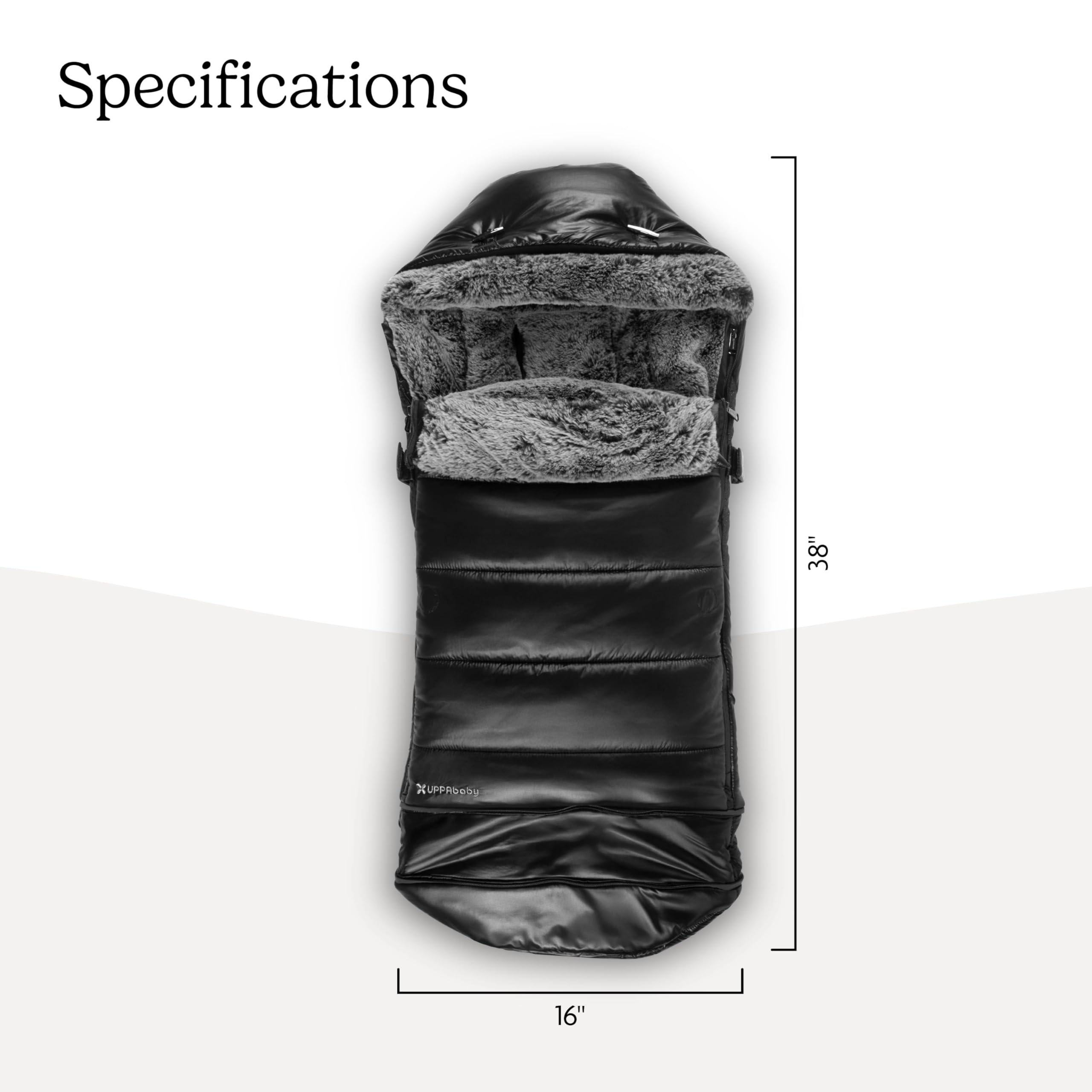 UPPAbaby CozyGanoosh Luxe 2-in-1 Footmuff - Fits Strollers + RumbleSeat – Ultra-Plush with Zip-Out Liner, All-Season Weatherproof Cover - Lyla (Onyx Nylon) - Image 6