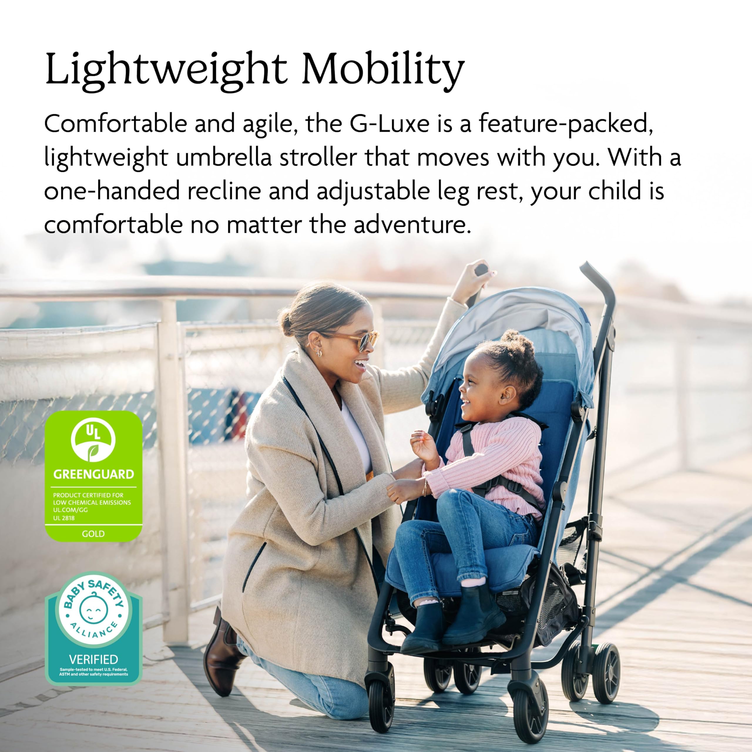 UPPAbaby G-Luxe Umbrella Stroller/Lightweight Design for Easy Travel/One-Step Fold + Recline/XL Basket + Canopy/Cup Holder Included/Jake (Charcoal/Carbon) - Image 3