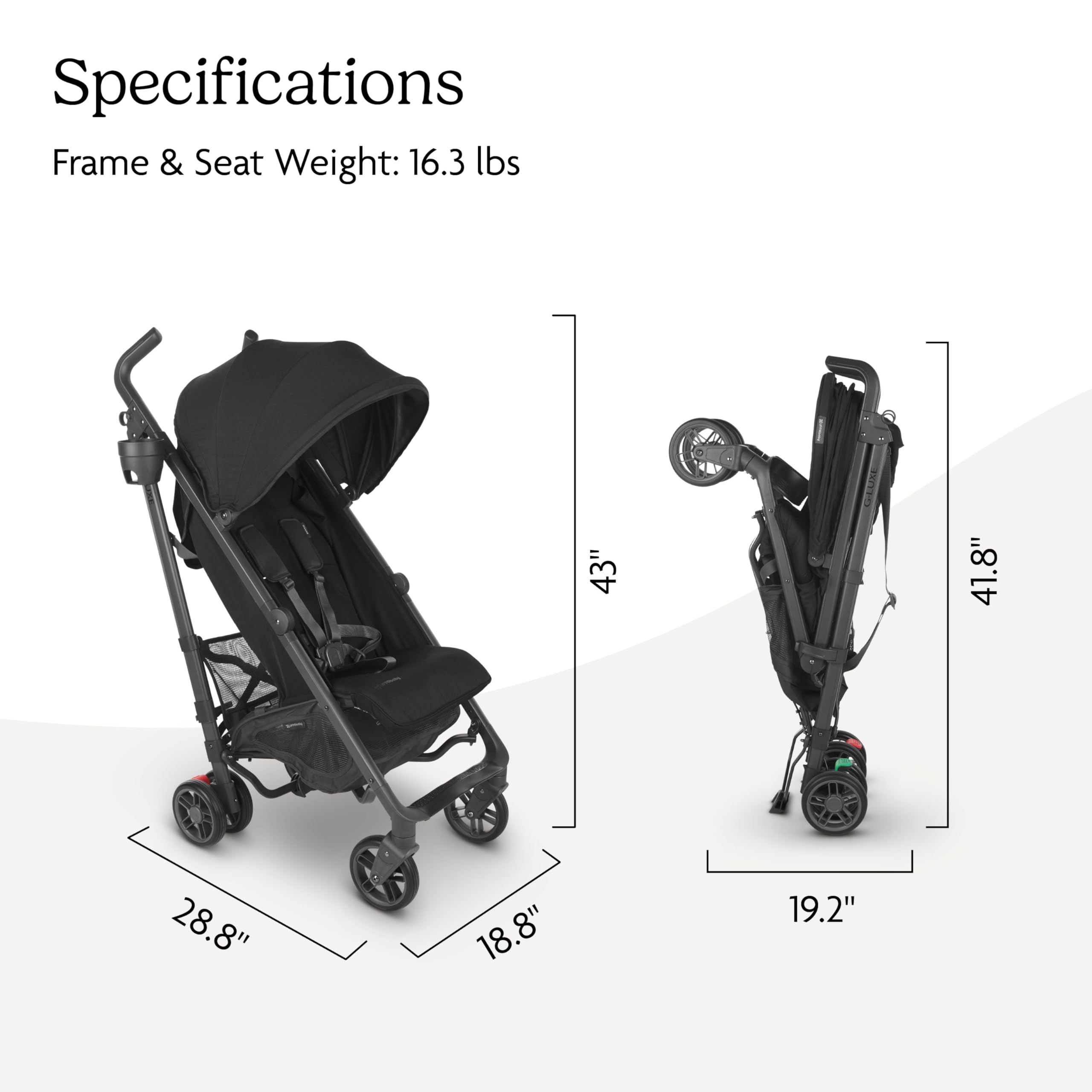 UPPAbaby G-Luxe Umbrella Stroller/Lightweight Design for Easy Travel/One-Step Fold + Recline/XL Basket + Canopy/Cup Holder Included/Jake (Charcoal/Carbon) - Image 7