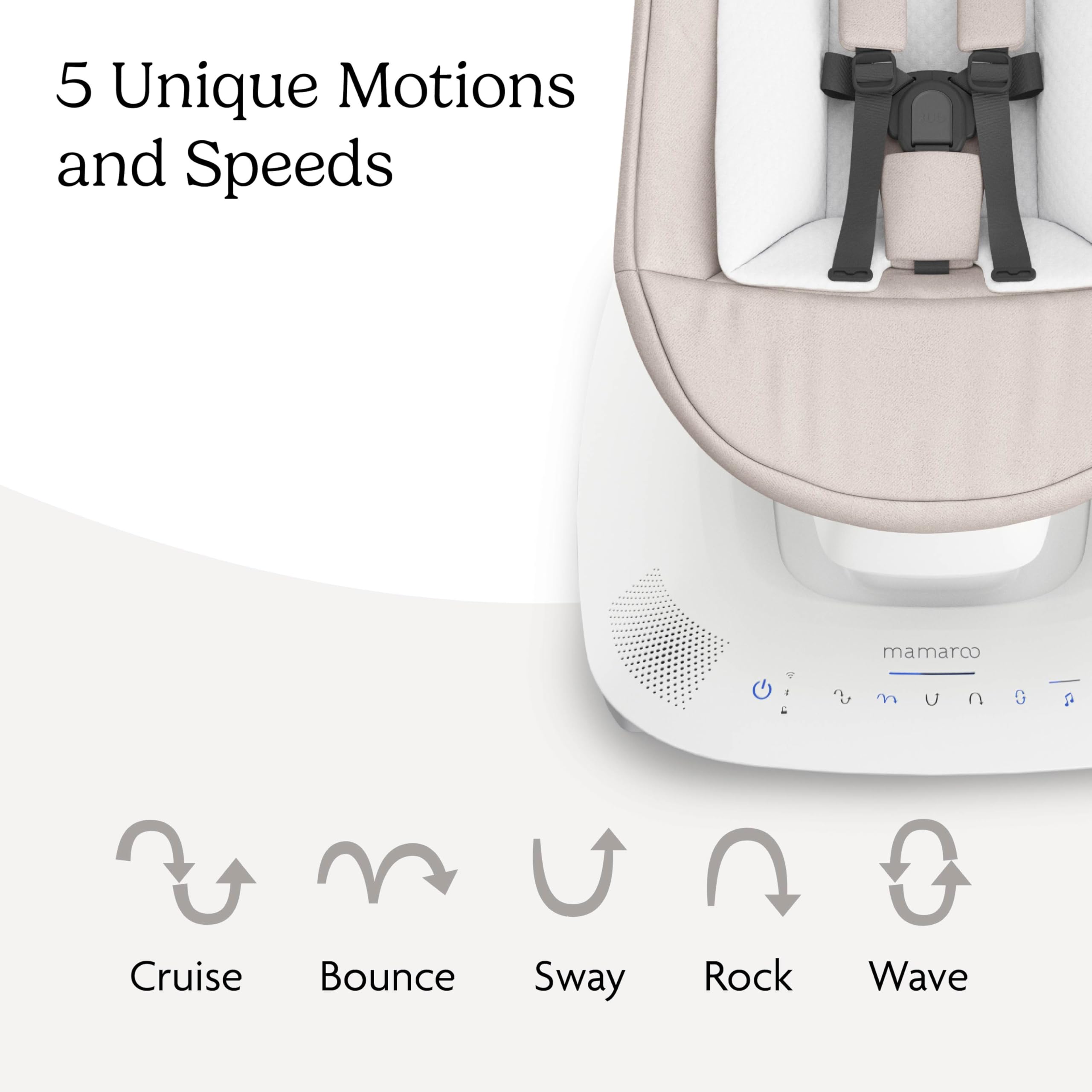 UPPAbaby Mamaroo Smart Swing – Customizable Soothing Modes with MotionSync Technology – Infant Recline + Bluetooth Enabled – Included Newborn Insert – Charlie (Sand Mélange) - Image 6