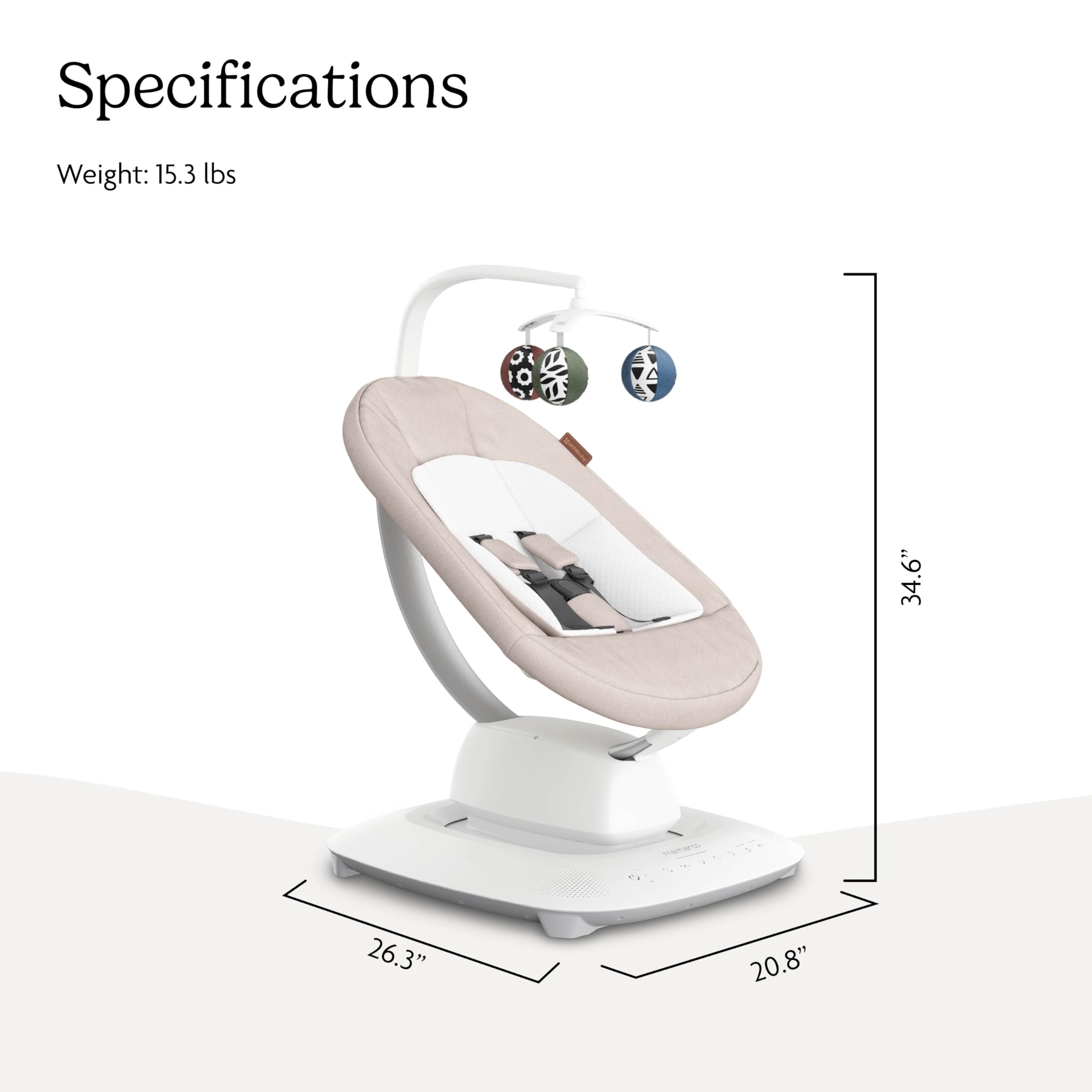UPPAbaby Mamaroo Smart Swing – Customizable Soothing Modes with MotionSync Technology – Infant Recline + Bluetooth Enabled – Included Newborn Insert – Charlie (Sand Mélange) - Image 7