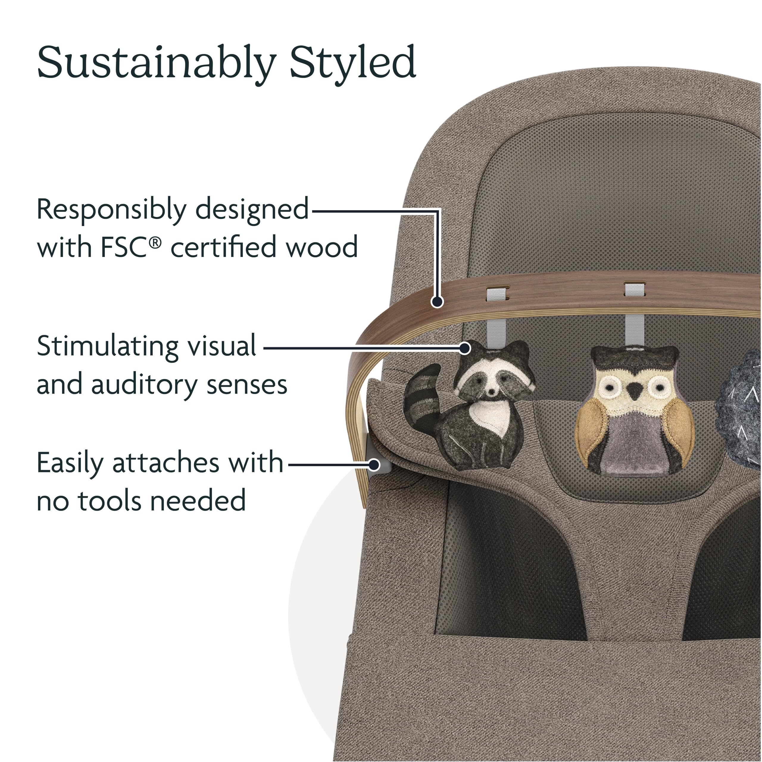 UPPAbaby Mira Forest Fun Toy Bar/Easily Attaches to Baby Bouncer/Sensory Entertainment - Image 3