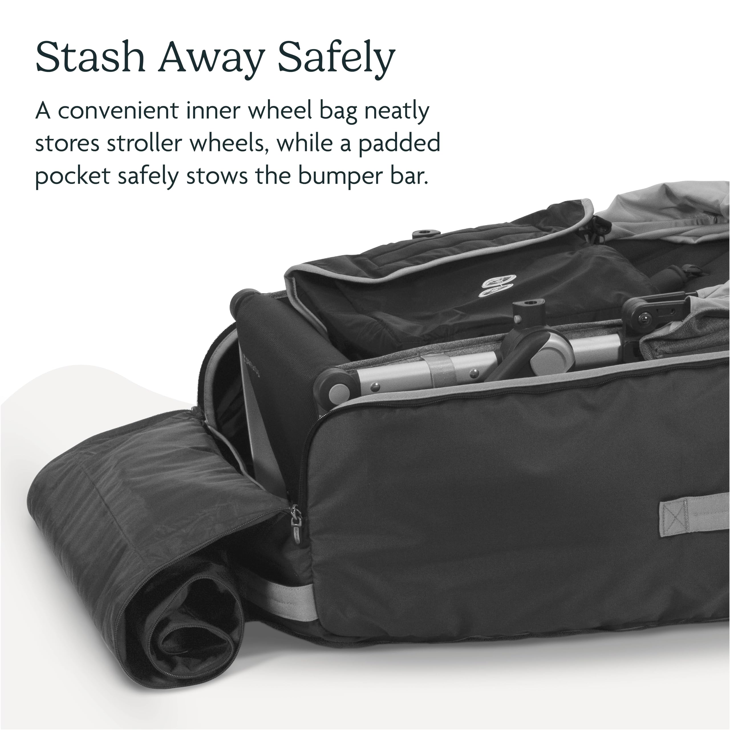 UPPAbaby Travel Bag for Vista and Cruz Strollers - Includes TravelSafe Program Coverage, Inner Wheel Bag and Storage Pocket - Smooth Wheels, Handles + Durable Design - Image 3