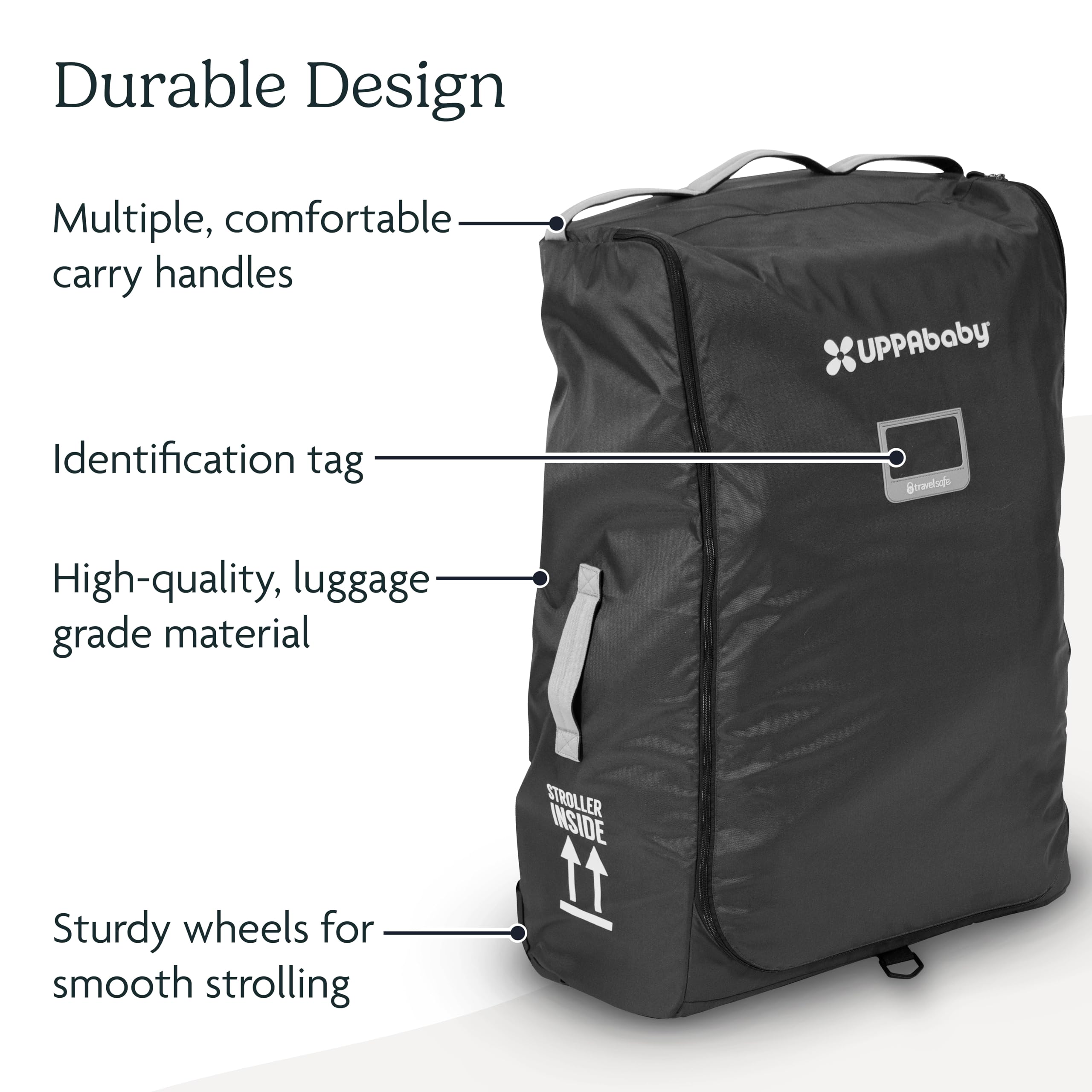 UPPAbaby Travel Bag for Vista and Cruz Strollers - Includes TravelSafe Program Coverage, Inner Wheel Bag and Storage Pocket - Smooth Wheels, Handles + Durable Design - Image 4